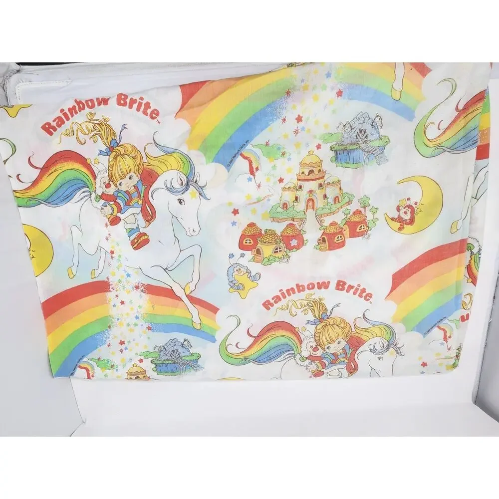 VTG Rainbow Brite 2-Piece Twin Size Sheet Set Hallmark 1983 Colorful Bright